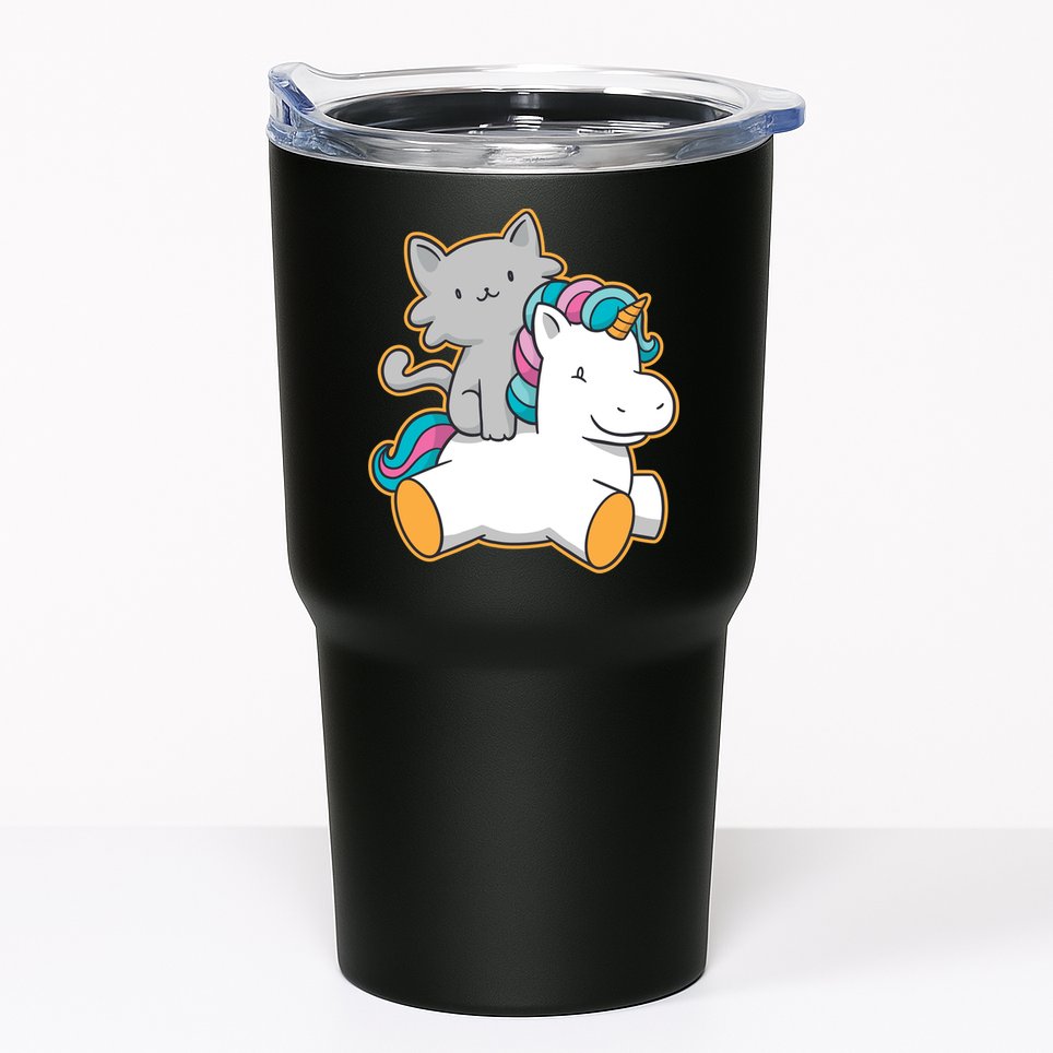 Cat Riding Unicorn Tumbler