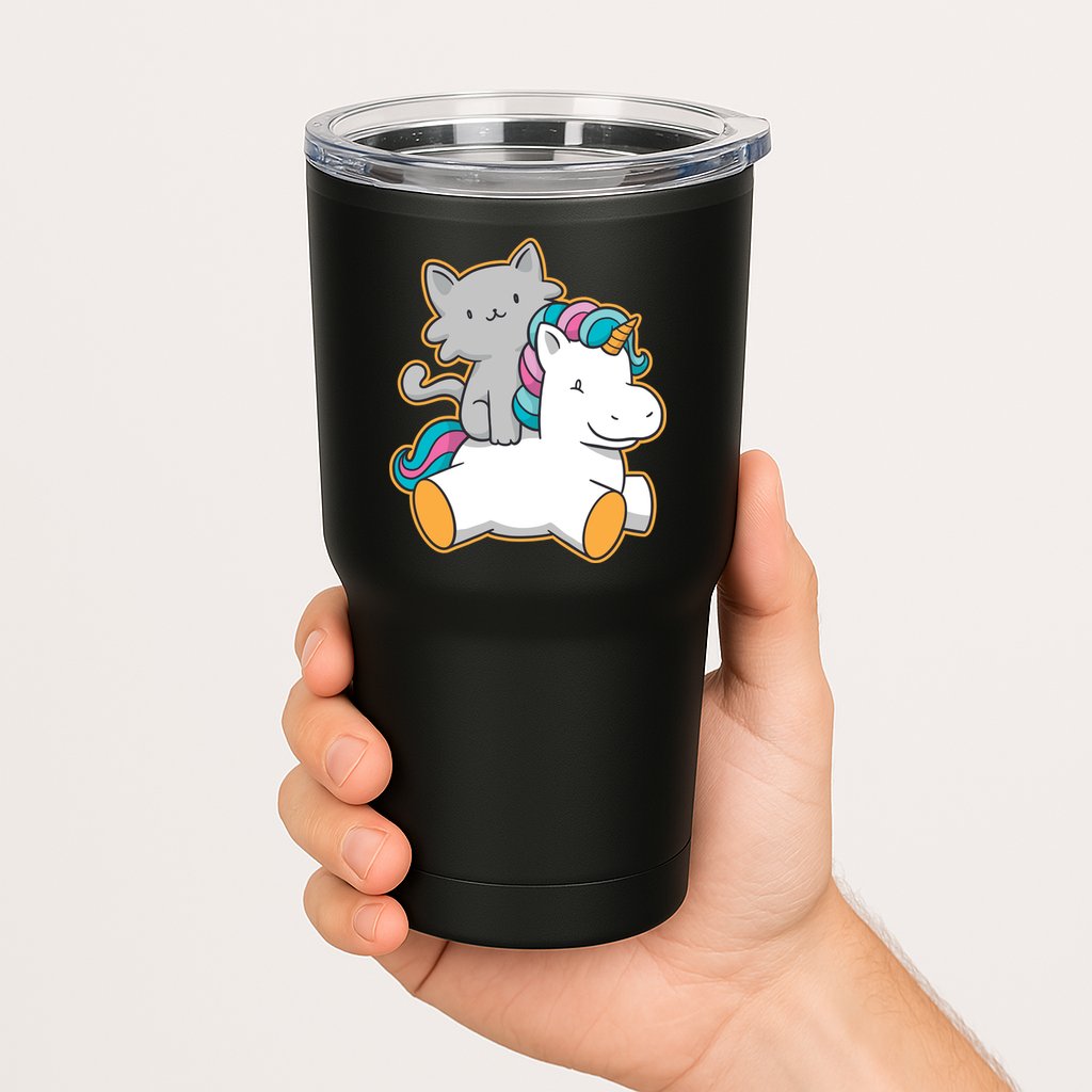 Cat Riding Unicorn Tumbler