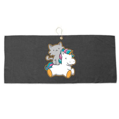 Cat Riding Unicorn Large Microfiber Waffle Golf Towel