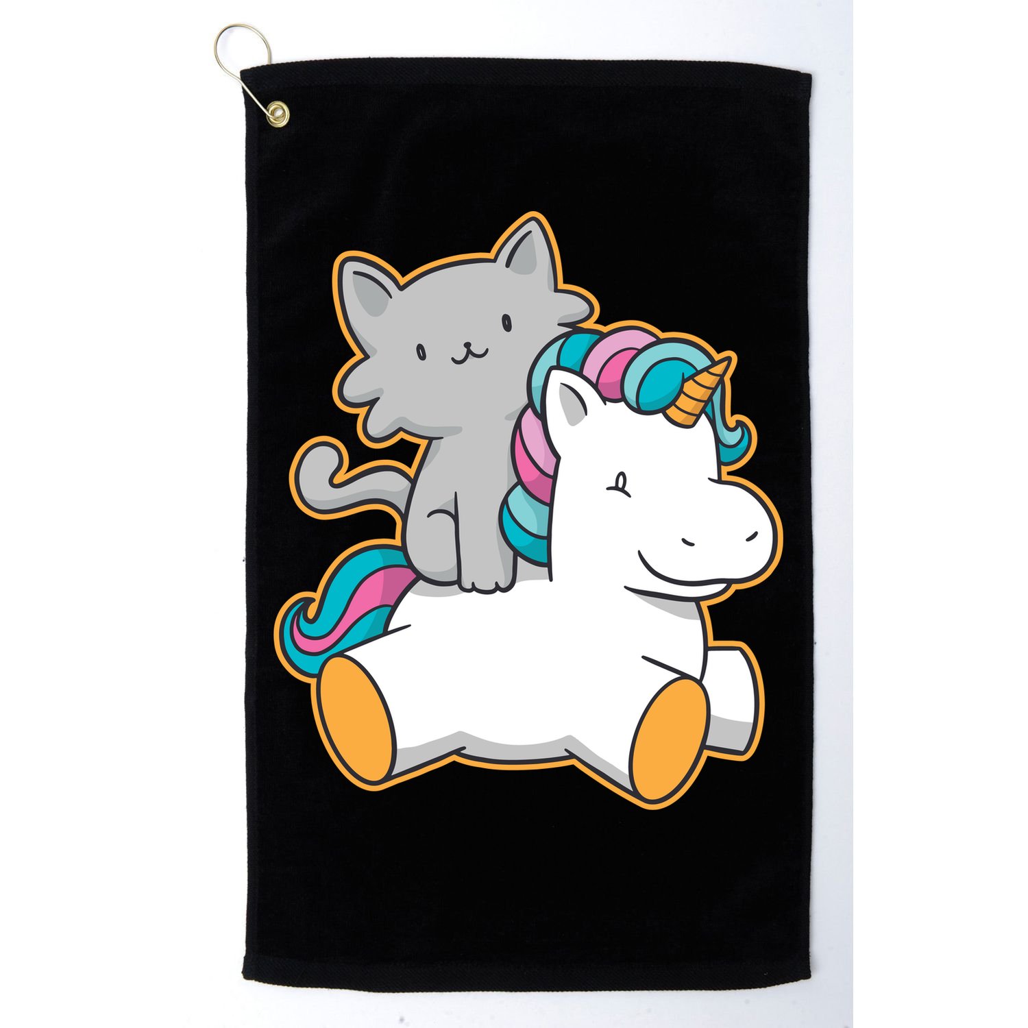 Cat Riding Unicorn Golf Towel
