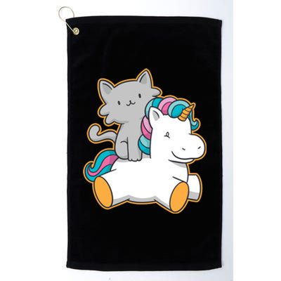 Cat Riding Unicorn Platinum Collection Golf Towel