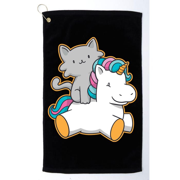 Cat Riding Unicorn Golf Towel