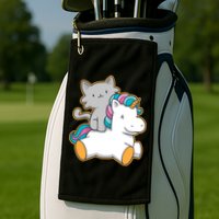 Cat Riding Unicorn Golf Towel