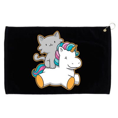 Cat Riding Unicorn Grommeted Golf Towel