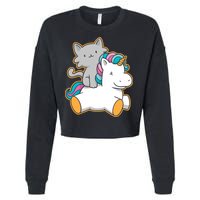 Cat Riding Unicorn Cropped Pullover Crew