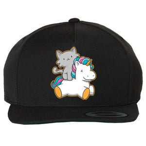 Cat Riding Unicorn Wool Snapback Cap