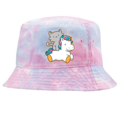 Cat Riding Unicorn Tie-Dyed Bucket Hat