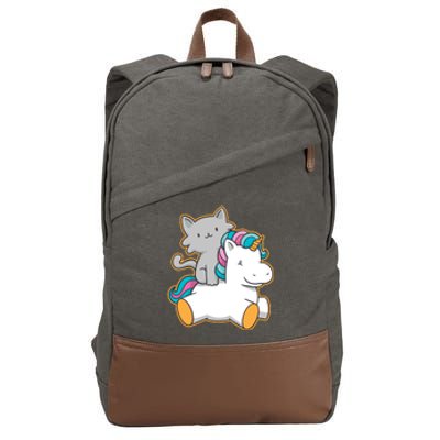 Cat Riding Unicorn Cotton Canvas Backpack