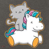 Cat Riding Unicorn Cotton Canvas Backpack