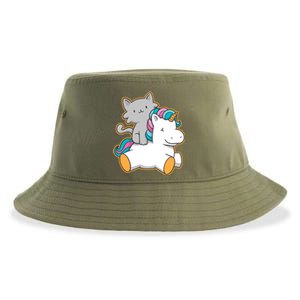 Cat Riding Unicorn Sustainable Bucket Hat