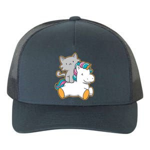 Cat Riding Unicorn Yupoong Adult 5-Panel Trucker Hat