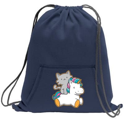 Cat Riding Unicorn Sweatshirt Cinch Pack Bag