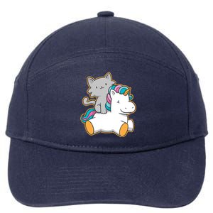 Cat Riding Unicorn 7-Panel Snapback Hat