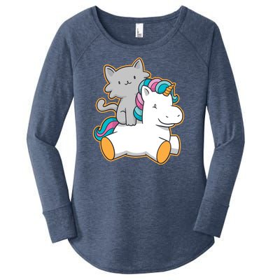 Cat Riding Unicorn Women's Perfect Tri Tunic Long Sleeve Shirt