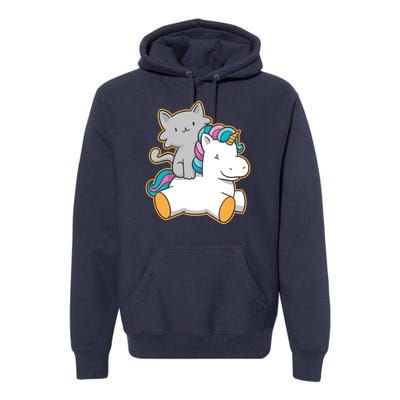 Cat Riding Unicorn Premium Hoodie