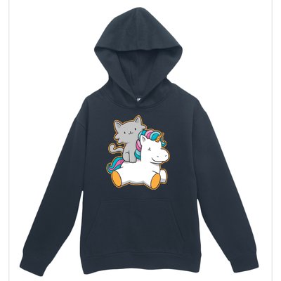 Cat Riding Unicorn Urban Pullover Hoodie