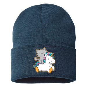 Cat Riding Unicorn Sustainable Knit Beanie