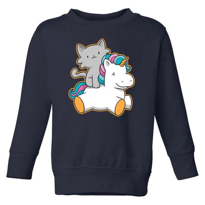 Cat Riding Unicorn Toddler Sweatshirt