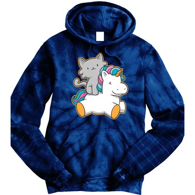 Cat Riding Unicorn Tie Dye Hoodie