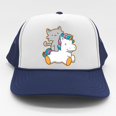 Cat Riding Unicorn Trucker Hat