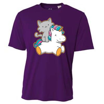 Cat Riding Unicorn Cooling Performance Crew T-Shirt