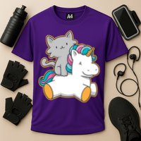 Cat Riding Unicorn Performance Shirt
