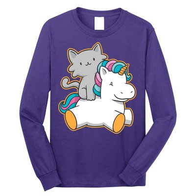 Cat Riding Unicorn Long Sleeve Shirt