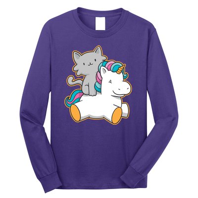 Cat Riding Unicorn Long Sleeve Shirt