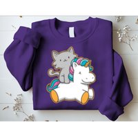 Cat Riding Unicorn Sweatshirt