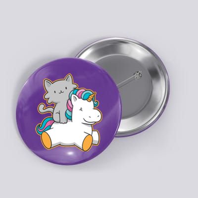 Cat Riding Unicorn Button