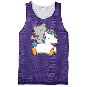 Cat Riding Unicorn Mesh Reversible Basketball Jersey Tank