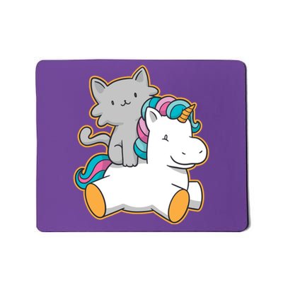 Cat Riding Unicorn Mousepad