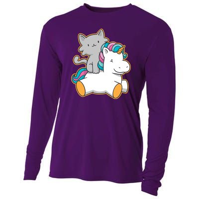 Cat Riding Unicorn Cooling Performance Long Sleeve Crew