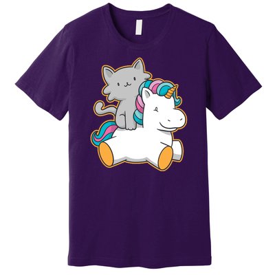 Cat Riding Unicorn Premium T-Shirt