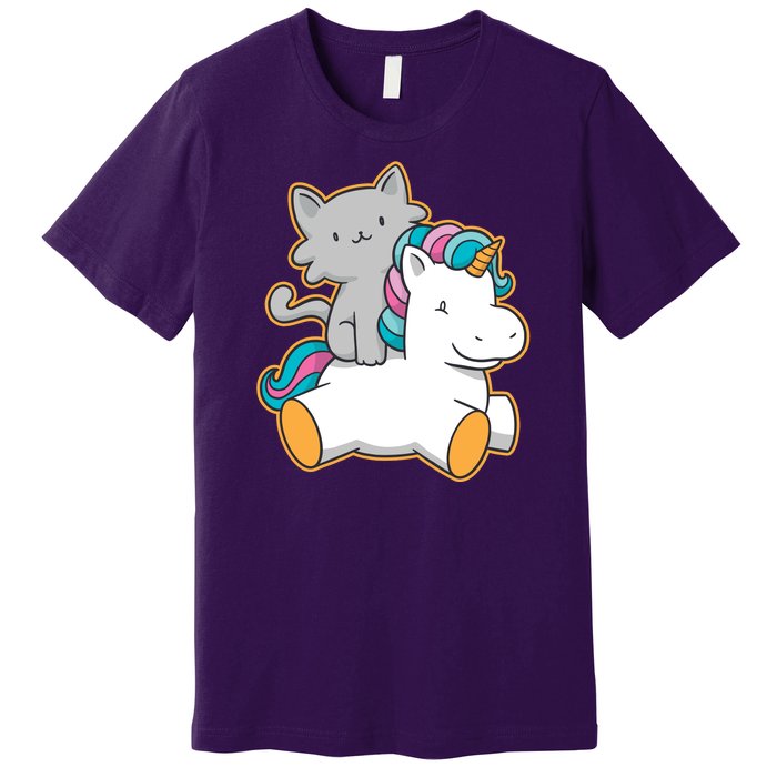 Cat Riding Unicorn Premium T-Shirt