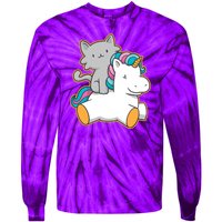 Cat Riding Unicorn Tie-Dye Long Sleeve Shirt