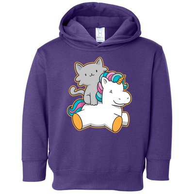 Cat Riding Unicorn Toddler Hoodie