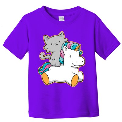 Cat Riding Unicorn Toddler T-Shirt