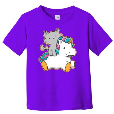 Cat Riding Unicorn Toddler T-Shirt