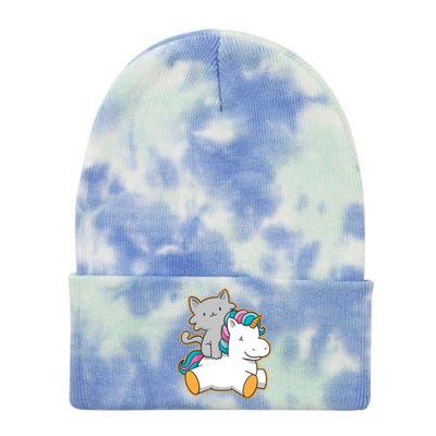 Cat Riding Unicorn Tie Dye 12in Knit Beanie