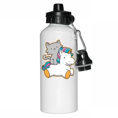 Cat Riding Unicorn Aluminum Water Bottle