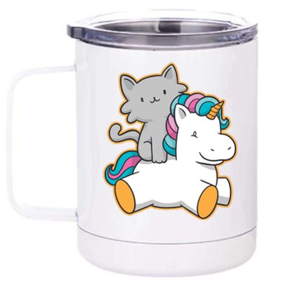 Cat Riding Unicorn 12 oz Stainless Steel Tumbler Cup