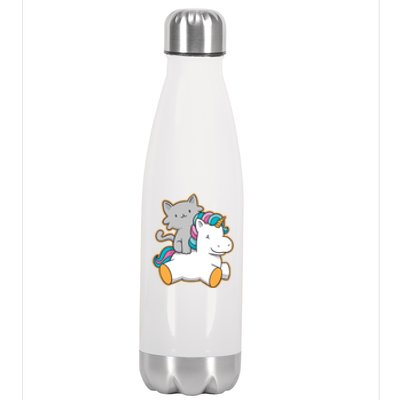 Cat Riding Unicorn Stainless Steel Insulated Water Bottle