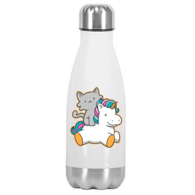 Cat Riding Unicorn Stainless Steel Insulated Water Bottle