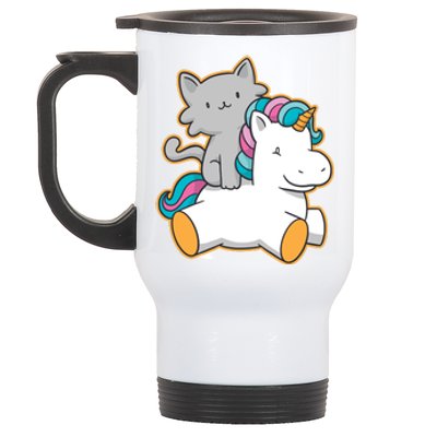 Cat Riding Unicorn Stainless Steel Travel Mug