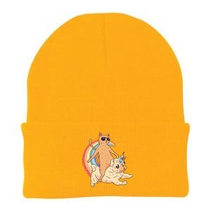 Cat Riding Unidog Funny Dog Unicorn Knit Cap Winter Beanie