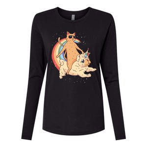 Cat Riding Unidog Funny Dog Unicorn Womens Cotton Relaxed Long Sleeve T-Shirt