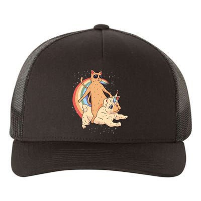 Cat Riding Unidog Funny Dog Unicorn Yupoong Adult 5-Panel Trucker Hat