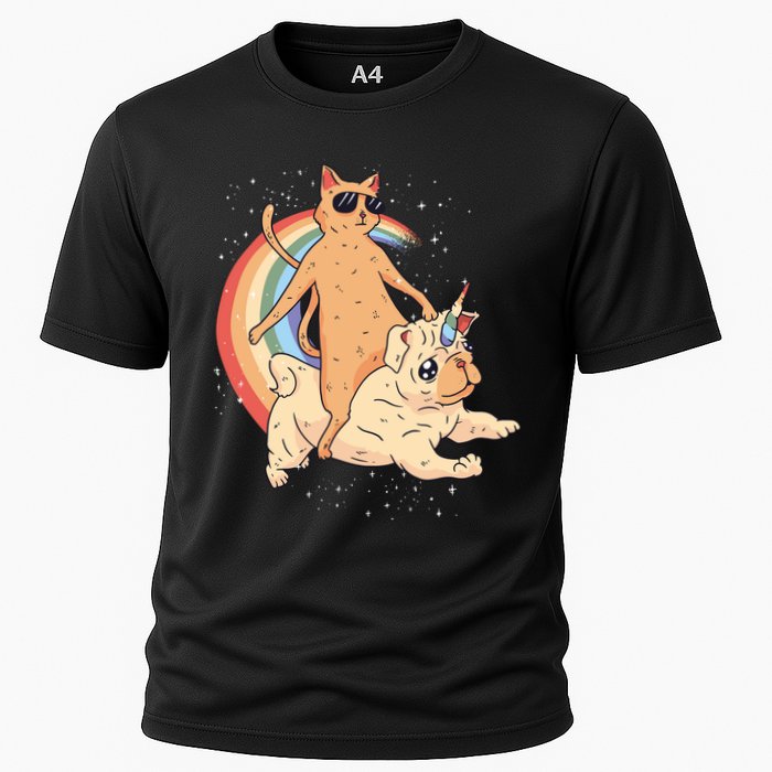 Cat Riding Unidog Funny Dog Unicorn Performance Shirt