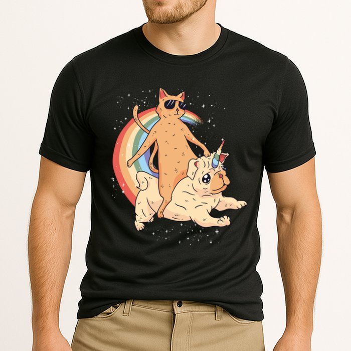 Cat Riding Unidog Funny Dog Unicorn Performance Shirt